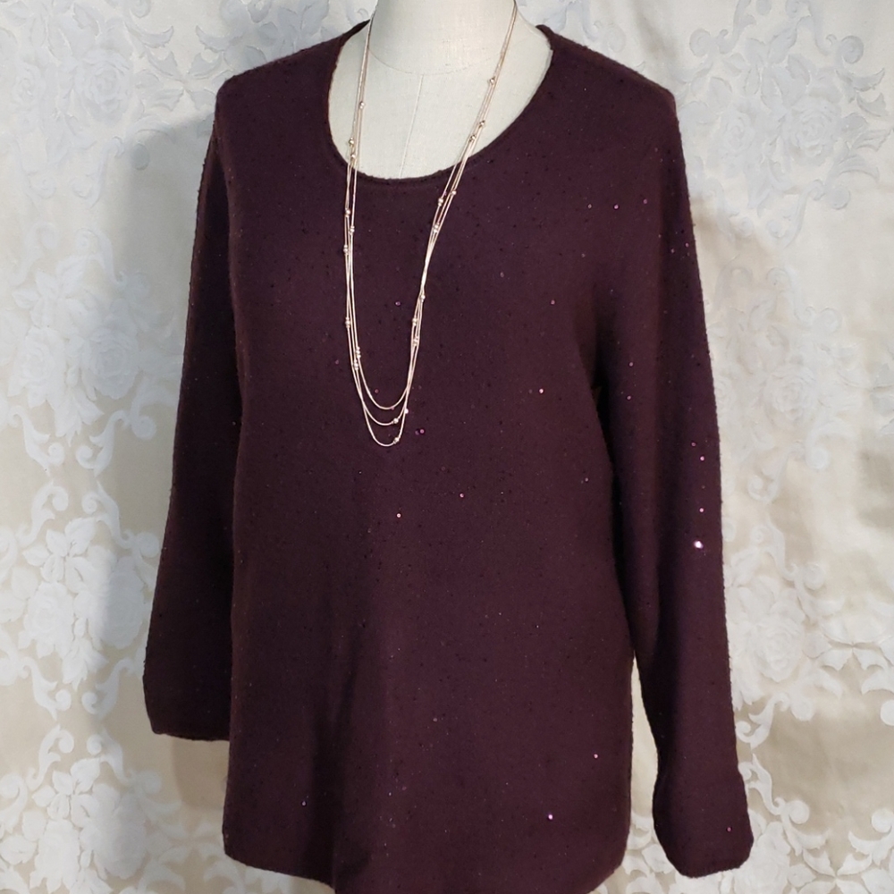 NWT Apt 9 Sparkly Midnight Jam Sweater with Attachable Cowl-neck Collar …
